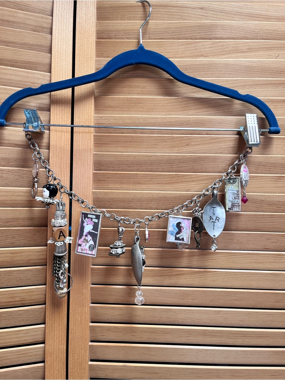 Silver Charm Chain with Mixed Photo and Vintage Charms
